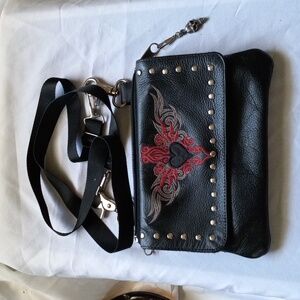 Biker womans crossover leather purse